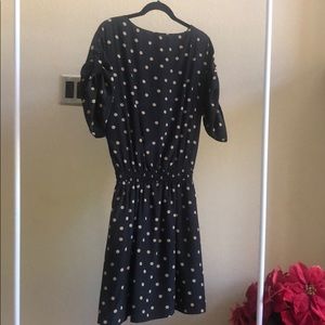 Navy dress with dotted pattern